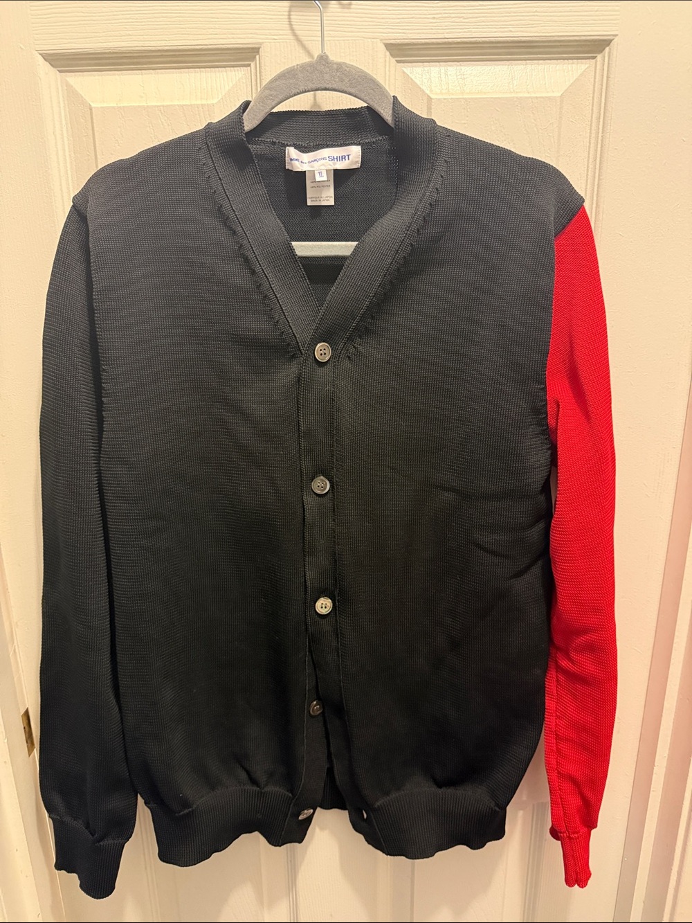 Comme des Garcons SHIRT Black Cardigan with Red Sleeve